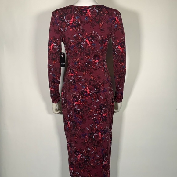 Guess Dress Floral Print Midi Wrap Cocktail Sz S - Picture 3 of 5